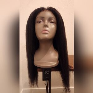 Ashimary Kinky Straight Human Hair Wig with 6x4.5 Lace closure, 18 Inch